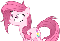 Size: 1241x840 | Tagged: safe, artist:muhammad yunus, oc, oc only, oc:annisa trihapsari, earth pony, equine, fictional species, mammal, pony, feral, friendship is magic, hasbro, my little pony, base used, female, hair, messy mane, pink body, pink eyes, pink hair, simple background, solo, solo female, transparent background, vector, wide eyes