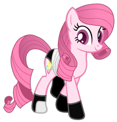 Size: 1258x1311 | Tagged: safe, artist:muhammad yunus, oc, oc only, oc:annisa trihapsari, earth pony, equine, fictional species, mammal, pony, feral, friendship is magic, hasbro, my little pony, base used, clothes, crossover, female, hair, looking at you, pink body, pink eyes, pink hair, simple background, smiling, solo, solo female, transparent background, vector