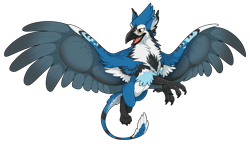 Size: 1572x934 | Tagged: safe, artist:fulpelt, bird, feline, fictional species, gryphon, mammal, feral, feathered wings, feathers, flying, solo, spread wings, tail, tail tuft, wings