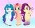 Size: 2048x1689 | Tagged: safe, artist:dyonys, izzy moonbow (mlp), pipp petals (mlp), sunny starscout (mlp), earth pony, equine, fictional species, mammal, pegasus, pony, unicorn, feral, hasbro, my little pony, my little pony g5, spoiler, spoiler:my little pony g5, 2021, braid, circlet, feathered wings, feathers, female, females only, hair, happy, horn, mare, open mouth, smiling, tail, trio, trio female, wings