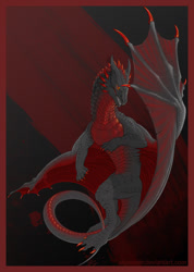 Size: 778x1093 | Tagged: safe, artist:skysealer, dragon, fictional species, reptile, scaled dragon, feral, male, solo, solo male, webbed wings, wings