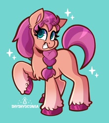 Size: 1811x2048 | Tagged: safe, artist:shyshyoctavia, sunny starscout (mlp), earth pony, equine, fictional species, mammal, pony, feral, hasbro, my little pony, my little pony g5, spoiler, spoiler:my little pony g5, 2021, blank flank, braid, female, hair, hooves, mare, one hoof raised, simple background, socks (leg marking), solo, solo female, sparkles, speculation, tail, unshorn fetlocks