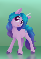 Size: 894x1299 | Tagged: safe, artist:dusthiel, izzy moonbow (mlp), equine, fictional species, mammal, pony, unicorn, feral, hasbro, my little pony, my little pony g5, spoiler, spoiler:my little pony g5, 2021, blep, cutie mark, female, gradient mane, gradient tail, hooves, horn, horn pattern, mare, simple background, solo, solo female, speculation, tail, tongue, tongue out, unshorn fetlocks