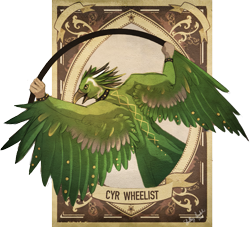 Size: 1087x988 | Tagged: safe, artist:millennium-millie-gryphon, part of a set, oc, oc only, oc:ake, bird, anthro, 2016, beak, collar, digital art, feathered wings, feathers, green feathers, male, open beak, open mouth, partially transparent background, solo, solo male, spread wings, transparent background, winged arms, wings, yellow body, yellow feathers