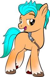 Size: 1280x1978 | Tagged: safe, artist:alexdti, hitch trailblazer (mlp), earth pony, equine, fictional species, mammal, pony, feral, hasbro, my little pony, my little pony g5, spoiler, spoiler:my little pony g5, 2021, coat markings, hooves, male, open mouth, simple background, socks (leg marking), solo, solo male, speculation, stallion, tail, transparent background, unshorn fetlocks