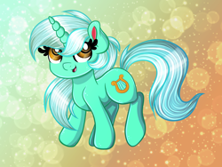 Size: 3500x2628 | Tagged: safe, artist:indignite, lyra heartstrings (mlp), equine, fictional species, mammal, pony, unicorn, feral, friendship is magic, hasbro, my little pony, 2020, female, happy, high res, horn, mare, open mouth, solo, solo female, tail