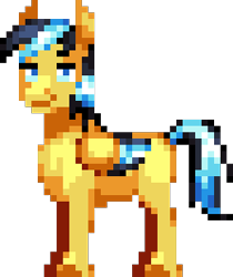Size: 222x264 | Tagged: safe, artist:mrstheartist, oc, oc only, oc:ponyseb 2.0, equine, fictional species, mammal, pegasus, pony, feral, friendship is magic, hasbro, my little pony, 2021, colored wings, folded wings, low res, male, pixel art, simple background, solo, solo male, stallion, transparent background, wings