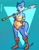 Size: 1605x2048 | Tagged: safe, artist:psicoyote, krystal (star fox), canine, fox, mammal, anthro, plantigrade anthro, nintendo, star fox, boots, clothes, female, green eyes, shoes, smiling, solo, solo female, spear, topwear, tunic, vixen, weapon
