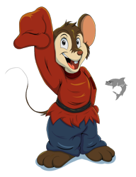 Size: 784x1019 | Tagged: safe, artist:the-b-meister, fievel mousekewitz (an american tail), mammal, mouse, rodent, anthro, an american tail, sullivan bluth studios, 2019, 2d, brown body, brown fur, cute, front view, fur, looking at you, male, murine, open mouth, solo, solo male, three-quarter view, waving, young
