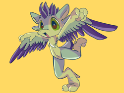Size: 2160x1620 | Tagged: safe, artist:munchdevil, oc, oc:luvashi, alien, avali, bird, fictional species, semi-anthro, female, green eyes, solo, solo female, spread wings, teal feathers, wings