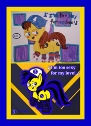Size: 4158x5764 | Tagged: safe, artist:mrstheartist, oc, oc only, oc:ponyseb (brown hair), oc:ponyseb 2.0, equine, fictional species, mammal, pegasus, pony, feral, friendship is magic, hasbro, my little pony, absurd resolution, bright colors, butt, cap, clothes, comparison, digital art, glowing, hat, improvement, legwear, looking back, male, sexy, signature, singing, solo, solo male, stallion, striped clothes, striped legwear, traditional art, walking