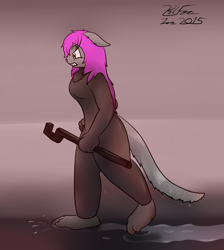 Size: 1694x1894 | Tagged: safe, artist:the-furry-railfan, oc, oc only, oc:cassandra gearheart, cat, feline, mammal, anthro, clothes, water, wet, wet clothes