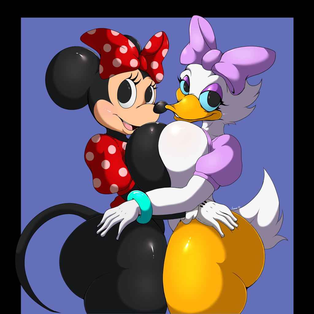 #74507 - suggestive, artist:suirano, daisy duck (disney), minnie mouse (dis...