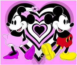 Size: 800x681 | Tagged: safe, artist:ari blueblaze, mickey mouse (disney), minnie mouse (disney), mammal, mouse, rodent, anthro, disney, mickey and friends, 2d, black body, black fur, bloomers, duo, female, fur, male, open mouth