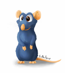 Size: 844x947 | Tagged: safe, artist:ragutheninja, remy (ratatouille), mammal, rat, rodent, feral, disney, pixar, ratatouille, blue body, blue fur, ears, fur, male, murine, simple background, solo, solo male, tail, white background