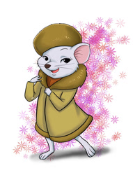Size: 781x1024 | Tagged: safe, artist:j8d, miss bianca (the rescuers), mammal, mouse, rodent, semi-anthro, disney, the rescuers, 2d, female, front view, fur, looking at you, solo, solo female, three-quarter view, white body, white fur