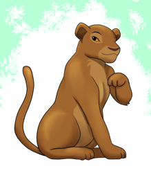 Size: 1654x1890 | Tagged: safe, artist:j8d, nala (the lion king), big cat, feline, lion, mammal, feral, disney, the lion king, 2d, female, lioness, looking at you, side view, solo, solo female, tail
