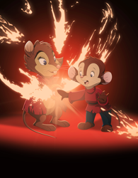 Size: 2342x3000 | Tagged: safe, artist:brisbybraveheart, fievel mousekewitz (an american tail), mrs. brisby (the secret of nimh), mammal, mouse, rodent, anthro, semi-anthro, an american tail, sullivan bluth studios, the secret of nimh, 2d, brown body, brown fur, crossover, duo, female, fur, high res, male, young