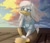 Size: 1992x1708 | Tagged: safe, artist:pizdecsuqa, della duck (disney), bird, duck, waterfowl, anthro, plantigrade anthro, disney, ducktales, ducktales (2017), 2d, amputee, blue sclera, bottomwear, breasts, clothes, colored sclera, feathers, female, hair, hand on leg, mature, mature female, pants, roof, shirt, sitting, solo, solo female, topwear, white feathers, white hair, windswept hair