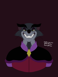 Size: 1224x1632 | Tagged: safe, artist:yoshiknight2, jenner (the secret of nimh), mammal, rat, rodent, anthro, sullivan bluth studios, the secret of nimh, 2d, bust, front view, fur, gray body, gray fur, looking at you, male, murine, portrait, purple background, simple background, solo, solo male