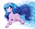 Size: 1720x1410 | Tagged: safe, artist:walliscolours, izzy moonbow (mlp), equine, fictional species, mammal, pony, unicorn, feral, hasbro, my little pony, my little pony g5, spoiler, spoiler:my little pony g5, 2021, bracelet, chest fluff, ear fluff, female, fluff, gradient mane, gradient tail, hooves, jewelry, mare, smiling, solo, solo female, sparkly mane, speculation, tail, unshorn fetlocks