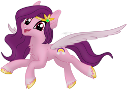 Size: 2052x1457 | Tagged: safe, artist:soctavia, pipp petals (mlp), equine, fictional species, mammal, pegasus, pony, feral, hasbro, my little pony, my little pony g5, spoiler, spoiler:my little pony g5, 2021, circlet, coat markings, cutie mark, feathered wings, feathers, female, flying, happy, hooves, mare, simple background, socks (leg marking), solo, solo female, speculation, spread wings, tail, transparent background, unshorn fetlocks, wings