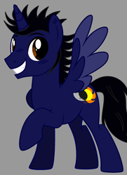 Size: 1835x2530 | Tagged: safe, artist:isrrael120, oc, oc only, oc:astral shine, alicorn, equine, fictional species, mammal, pony, feral, friendship is magic, hasbro, my little pony, base used, gray background, horn, male, ponysona, simple background, solo, solo male, wings