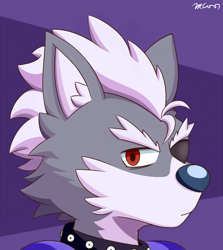 Size: 2500x2800 | Tagged: safe, artist:rex100, wolf o'donnell (star fox), canine, mammal, wolf, anthro, nintendo, star fox, 2020, black nose, clothes, digital art, ears, eyepatch, fur, hair, high res, male, simple background, solo, solo male
