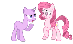 Size: 1819x1094 | Tagged: safe, artist:muhammad yunus, oc, oc only, oc:annisa trihapsari, earth pony, equine, fictional species, mammal, pony, feral, friendship is magic, hasbro, my little pony, bald, base, base used, blank flank, gritted teeth, hair, open mouth, pink body, pink eyes, pink hair, sad, simple background, teeth, transparent background