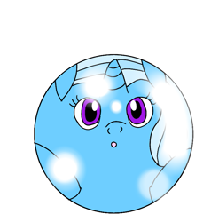 Size: 751x790 | Tagged: safe, artist:marialasteenee, trixie (mlp), equine, fictional species, mammal, pony, unicorn, feral, friendship is magic, hasbro, my little pony, ball, cute, female, mare, morph ball, simple background, solo, solo female, transformation, white background