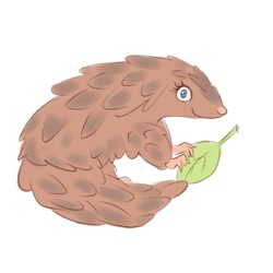 Size: 2000x2000 | Tagged: safe, artist:galinnarts, mammal, pangolin, feral, female, high res, leaf, looking at you, sketch, smiling, solo, solo female