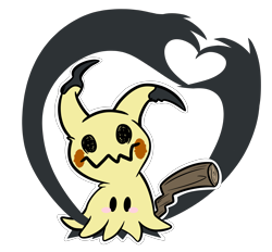 Size: 5093x4736 | Tagged: safe, artist:emberslament, fictional species, mimikyu, feral, nintendo, pokémon, absurd resolution, ambiguous gender, heart, pure unfiltered evil, simple background, solo, solo ambiguous, transparent background