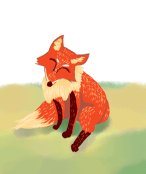 Size: 550x653 | Tagged: safe, artist:skaistele, canine, fox, mammal, feral, ambiguous gender, animated, crying, gif, grass, sitting, solo, solo ambiguous, tail, teary eyes