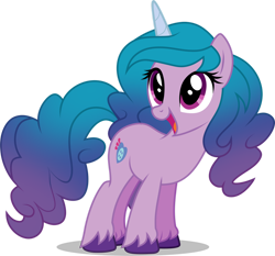 Size: 1280x1192 | Tagged: safe, artist:helenosprime, izzy moonbow (mlp), equine, fictional species, mammal, pony, unicorn, feral, hasbro, my little pony, my little pony g5, spoiler, spoiler:my little pony g5, 2021, cutie mark, female, generation leap, gradient mane, gradient tail, happy, hooves, mare, open mouth, simple background, solo, solo female, speculation, tail, transparent background, unshorn fetlocks