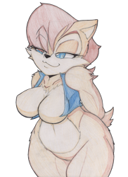 Size: 850x1170 | Tagged: suggestive, artist:random gloves, princess sally acorn (sonic), chipmunk, mammal, rodent, anthro, archie sonic the hedgehog, sega, sonic the hedgehog (series), 2021, breasts, featureless breasts, featureless crotch, female, nudity, simple background, solo, solo female, traditional art, transparent background