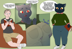 Size: 5380x3708 | Tagged: safe, artist:lunchiepanda, candy borowski (nitw), anthro, humanoid, plantigrade anthro, night in the woods, absurd resolution, female, transformation, transformation sequence, transgender