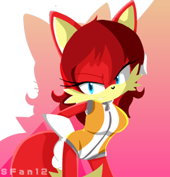 Size: 1632x1696 | Tagged: dead source, safe, artist:sfan12, fiona fox (sonic), canine, fox, mammal, anthro, archie sonic the hedgehog, sega, sonic the hedgehog (series), alternate outfit, clothes, female, solo, solo female, vixen
