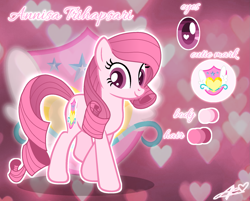 Size: 1951x1568 | Tagged: safe, artist:muhammad yunus, oc, oc only, oc:annisa trihapsari, earth pony, equine, fictional species, mammal, pony, feral, friendship is magic, hasbro, my little pony, base used, cute, cutie mark, female, hair, heart, heart eyes, looking at you, mare, pink body, pink eyes, pink hair, reference sheet, smiling, solo, solo female, wingding eyes