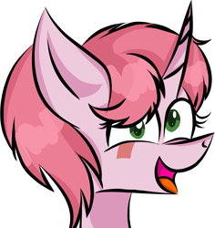 Size: 925x981 | Tagged: safe, artist:muhammad yunus, aelita (code lyoko), equine, fictional species, mammal, pony, unicorn, ambiguous form, feral, code lyoko, friendship is magic, hasbro, my little pony, crossover, female, feralized, furrified, happy, mare, medibang paint, open mouth, ponified, simple background, solo, solo female, transparent background