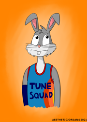 Size: 1217x1690 | Tagged: safe, artist:danderejordan, bugs bunny (looney tunes), lagomorph, mammal, rabbit, anthro, looney tunes, space jam, space jam: a new legacy, warner brothers, bust, frowning, fur, gray body, gray fur, male, solo, solo male