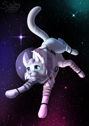 Size: 849x1200 | Tagged: safe, artist:sunny way, cat, feline, mammal, feral, fallout, artwork, commission, cosmonaut, cosmonaut cat, cosmonautics day, cosmonauticsday, digital art, fallout world, happy, male, mr pebbles, mrpebbles, smiling, solo, solo male, space, spacesuit, star, stars