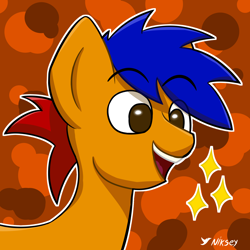 Size: 2000x2000 | Tagged: safe, artist:niksey, furbooru exclusive, oc, oc only, oc:niksey mattos, earth pony, equine, fictional species, mammal, pony, feral, hasbro, my little pony, abstract background, brown eyes, brush, hair, high res, icon, looking down, male, smiling, solo, solo male, stars, three-quarter view