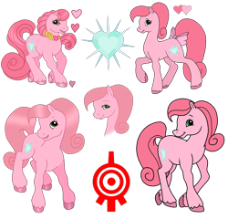 Size: 3072x2944 | Tagged: safe, artist:muhammad yunus, furbooru exclusive, aelita (code lyoko), earth pony, equine, fictional species, mammal, pony, ambiguous form, feral, code lyoko, hasbro, my little pony, bow, crossover, cute, cutie mark, female, feralized, furrified, green eyes, group, hair, happy, heart, high res, looking at you, my little pony (g2), open mouth, pink hair, ponified, simple background, smiling, tail, tail bow, transparent background