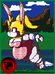 Size: 240x320 | Tagged: suggestive, artist:mr-nobody, bunnie rabbot (sonic), lagomorph, mammal, rabbit, anthro, plantigrade anthro, archie sonic the hedgehog, flipnote studio, nintendo, sega, sonic the hedgehog (series), 2d, 2d animation, animated, belly button, big breasts, breasts, cleavage, fat, fat fetish, female, flying, frame by frame, gif, huge belly, jiggle, lake, loop, low res, mountain, obese, pink nose, robotic limbs, solo, solo female, thick thighs, thighs, water