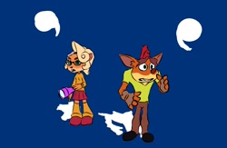 Size: 1298x847 | Tagged: safe, anonymous artist, furbooru exclusive, coco bandicoot (crash bandicoot), crash bandicoot (crash bandicoot), shaggy norville rogers (scooby-doo), velma dinkley (scooby-doo), bandicoot, mammal, marsupial, anthro, crash bandicoot (series), hanna-barbera, scooby-doo (franchise), bottomwear, brother, brother and sister, clothes, cosplay, crossover, duo, female, glasses, male, pants, scared, shirt, siblings, sister, skirt, sweater, topwear, torch