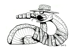 Size: 1491x998 | Tagged: safe, artist:jabbersart, rattlesnake jake (rango), rattlesnake, reptile, snake, semi-anthro, rango (film), clothes, cowboy hat, hat, male, solo, solo male