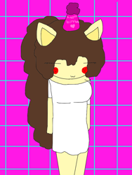 Size: 1200x1600 | Tagged: safe, artist:the-banana-splits-au, oc, oc only, big cat, feline, lion, mammal, anthro, birthday, clothes, cute, female, hat, lioness, ocbetes, party hat, pink background, simple background, solo, solo female