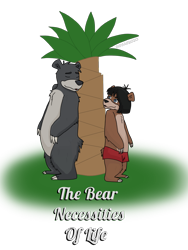 Size: 1200x1600 | Tagged: safe, artist:bigsad2020, baloo (the jungle book), mowgli (the jungle book), bear, mammal, sloth bear, semi-anthro, disney, the jungle book, bearified, cub, duo, duo male, furrified, male, males only, species swap, young