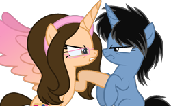 Size: 1229x767 | Tagged: safe, artist:muhammad yunus, oc, oc only, oc:hsu amity, oc:hsu amity (real life), oc:siti shafiyyah (sofie), alicorn, equine, fictional species, mammal, pony, unicorn, feral, friendship is magic, hasbro, my little pony, angry, base used, duo, duo female, female, females only, glasses, gritted teeth, mare, simple background, suspicious, teeth, transparent background, unamused, vector