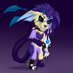 Size: 3512x3512 | Tagged: safe, artist:alfury, artist:starshade, collaboration, oc, oc only, oc:zakry farkos, mammal, anthro, 2021, chibi, cute, gradient background, herm, high res, intersex, prosthesis, prothesis, simple background, smaur, solo, sparkly eyes, wingding eyes